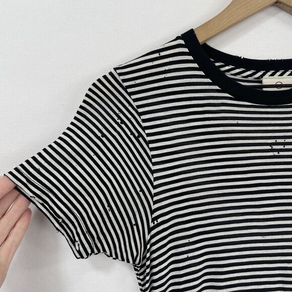 AG Adriano Goldschmied Top Womens XS Black Striped Comfy Casual Fitted Grunge - Picture 5 of 16